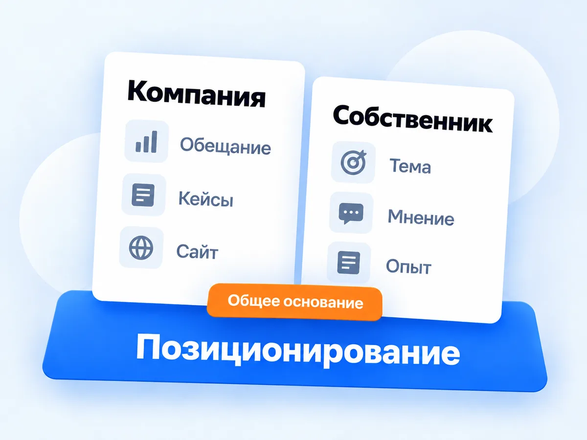 Две колонки, компания и собственник, стоят на общем основании: позиционировании компании