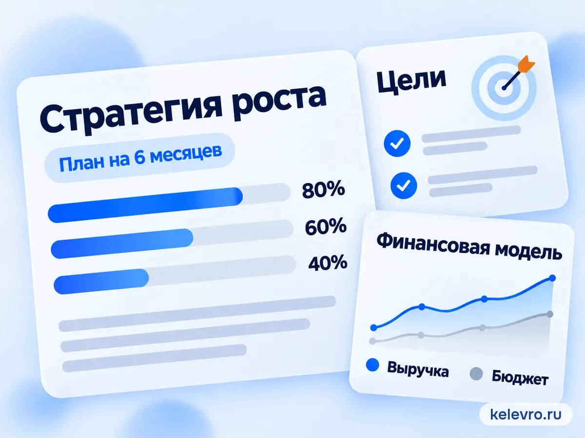 Стратегия роста: план на 6 месяцев, цели 80%, 60%, 40% и финансовая модель: выручка и бюджет